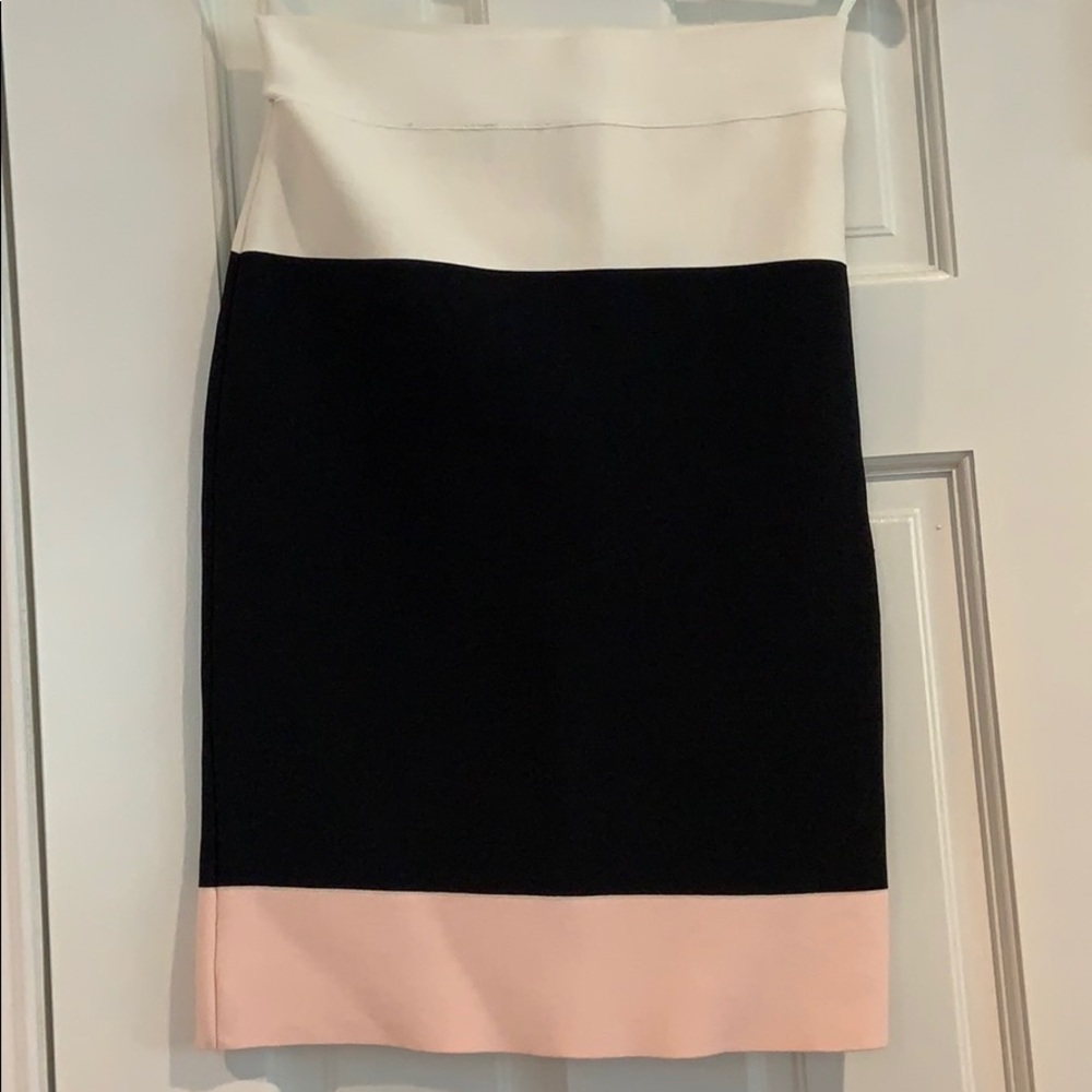 BCBG Maxazria Black, White, Light Pink skirt